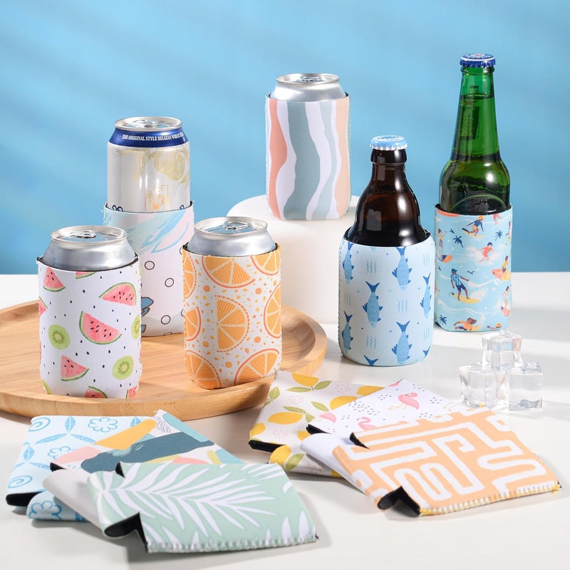 HooAMI 12 Pack Summer Can Cooler Sleeve Insulated Neoprene Can Coolers in Bulk, Beach Pool Bottle Can Drink Holder Party Decorations, Men Women Birthday Bachelorette Party Favor Gifts - Image 4